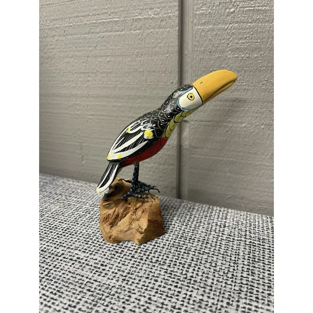 4 Inches” Painted Wooden Toucan Hand Carved Hand Painted